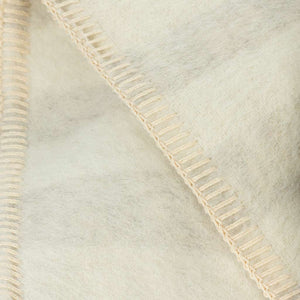 The Blacksaw  Stills Vertical Stripe Blanket in Shoji Beige/Ivory Close Up product shot showing beautiful Blanket Stitching