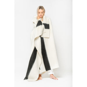 Blacksaw Siempre Recycled Alpaca Blanket in Ivory with Black Stripe