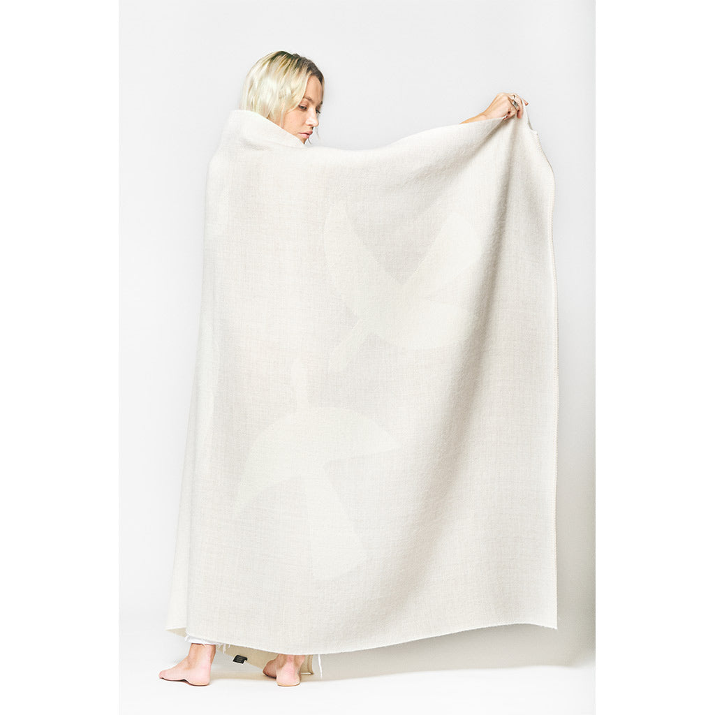 Blacksaw LottaLove reversible 100% Baby Alpaca Blanket and wall art in Shoji/ Ivory