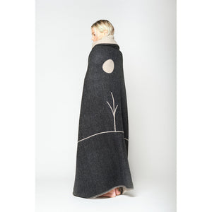 Blacksaw Midnight Sun reversible 100% Baby Alpaca Blankets and wall art in Oatmeal Heather