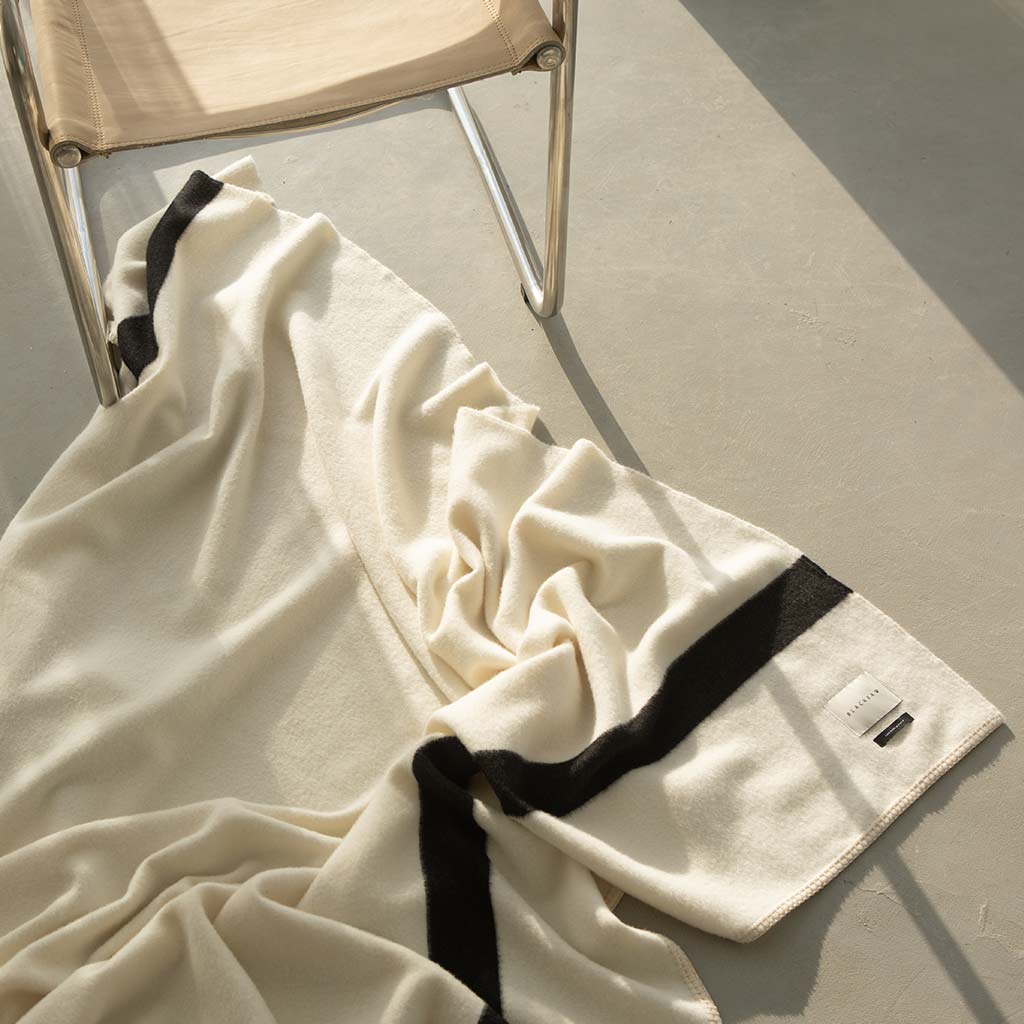 The Mason 100 Baby Alpaca Striped Wool Throw Blanket by Blacksaw