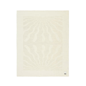 The Blacksaw Dopamine Psychedelic Art Blanket in Ivory/Shoji Beige colour Flat laying product shot