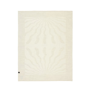 The Blacksaw Dopamine Psychedelic Art Blanket in Ivory/Shoji Beige colour Flat laying product shot Reverse Side