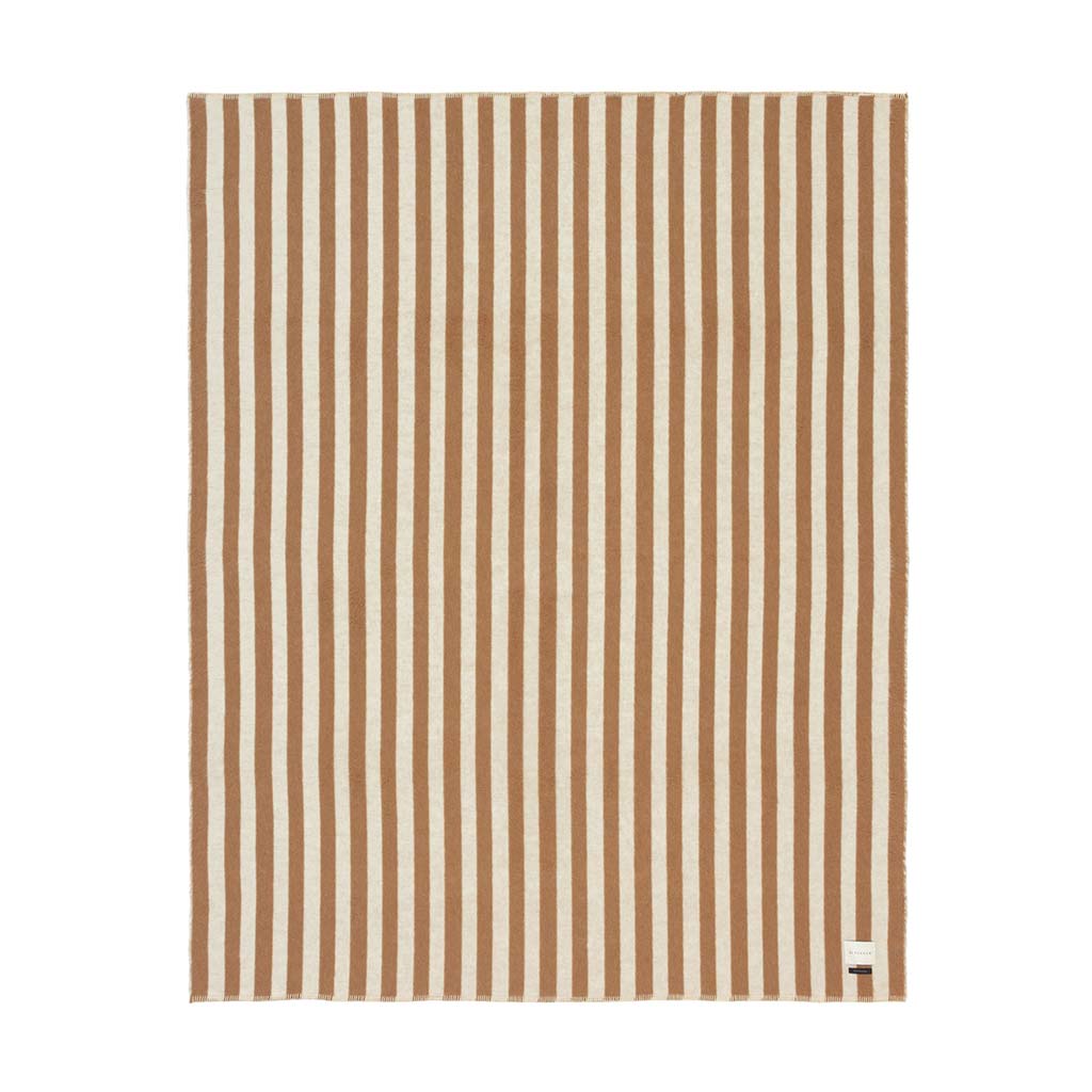 The Blacksaw Stills Vertical Stripe Blanket in Tabacco Brown, Flat laying product shot