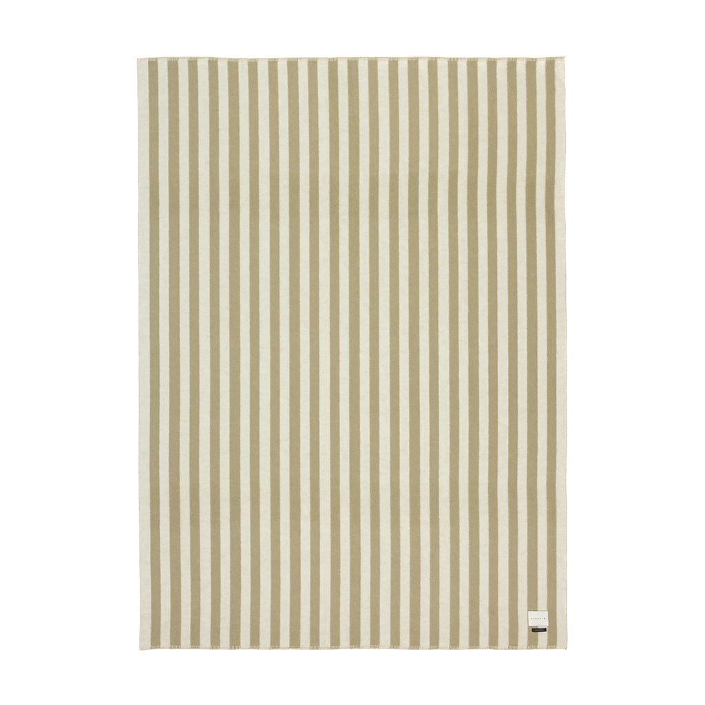 The Blacksaw Stills Vertical Stripe Blanket in Boa Green Flat laying product shot