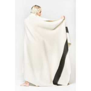 Blacksaw Siempre Recycled Alpaca Blanket in Ivory with Black Stripe